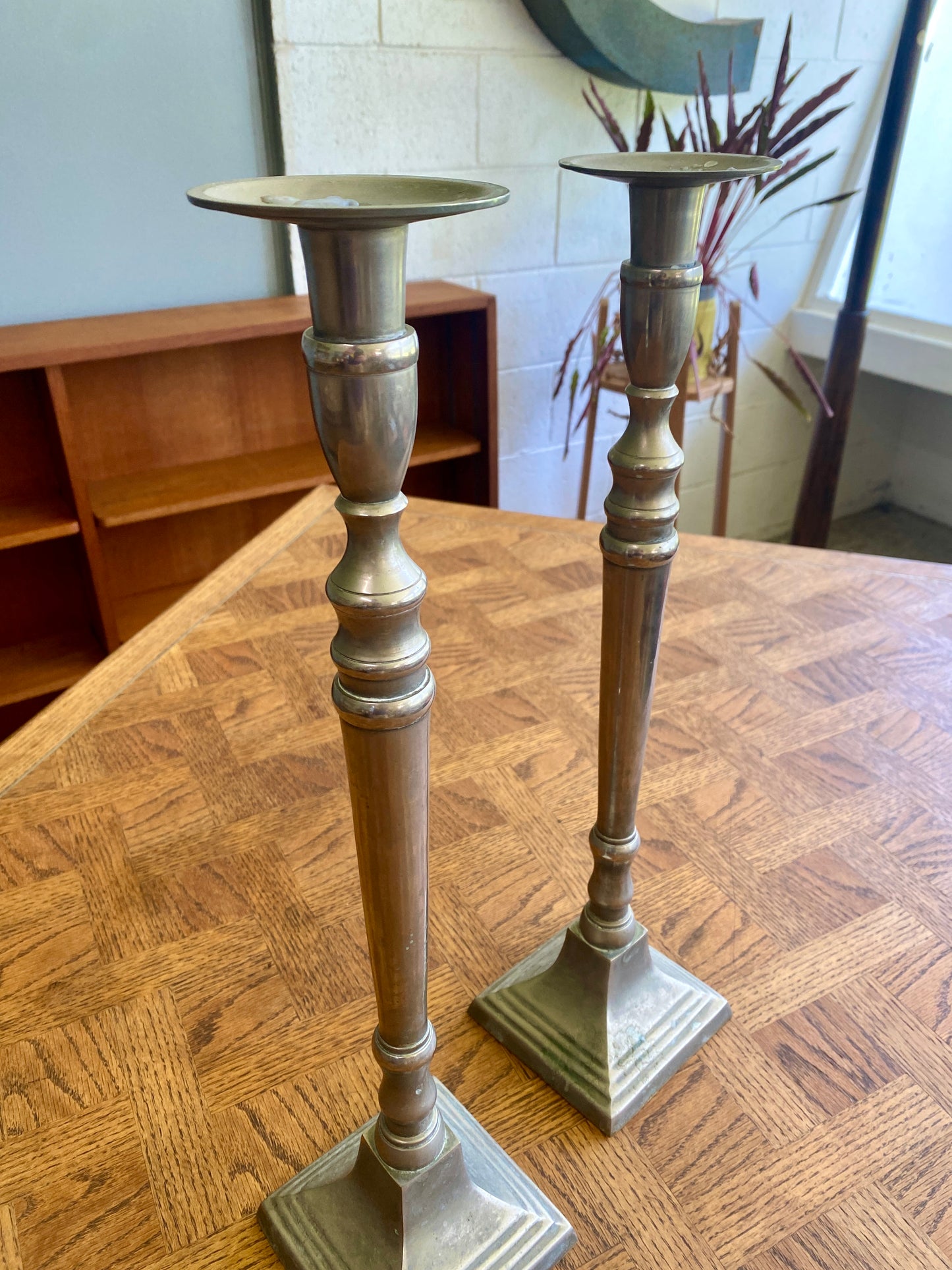 Vintage Large Bombay Company White Brass Heavy Candlestick Holders