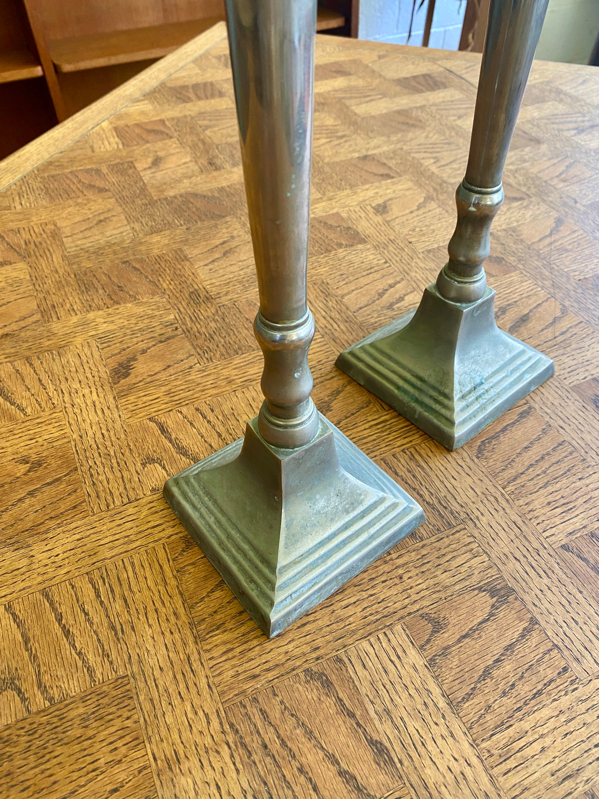Vintage Large Bombay Company White Brass Heavy Candlestick Holders