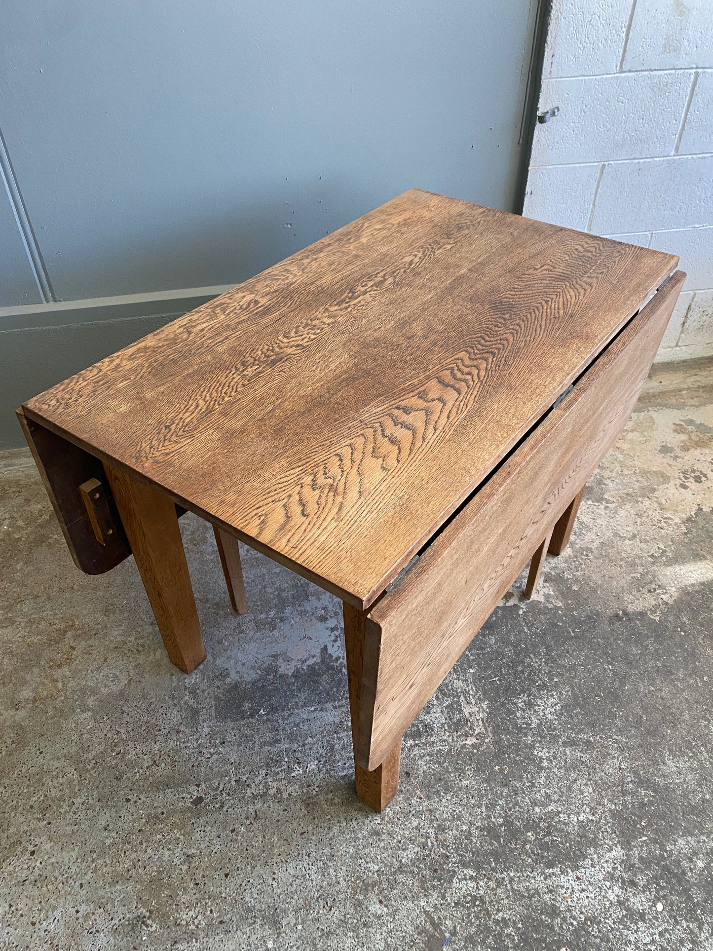 Vintage Large Solid Oak Drop Leaf Dining Table