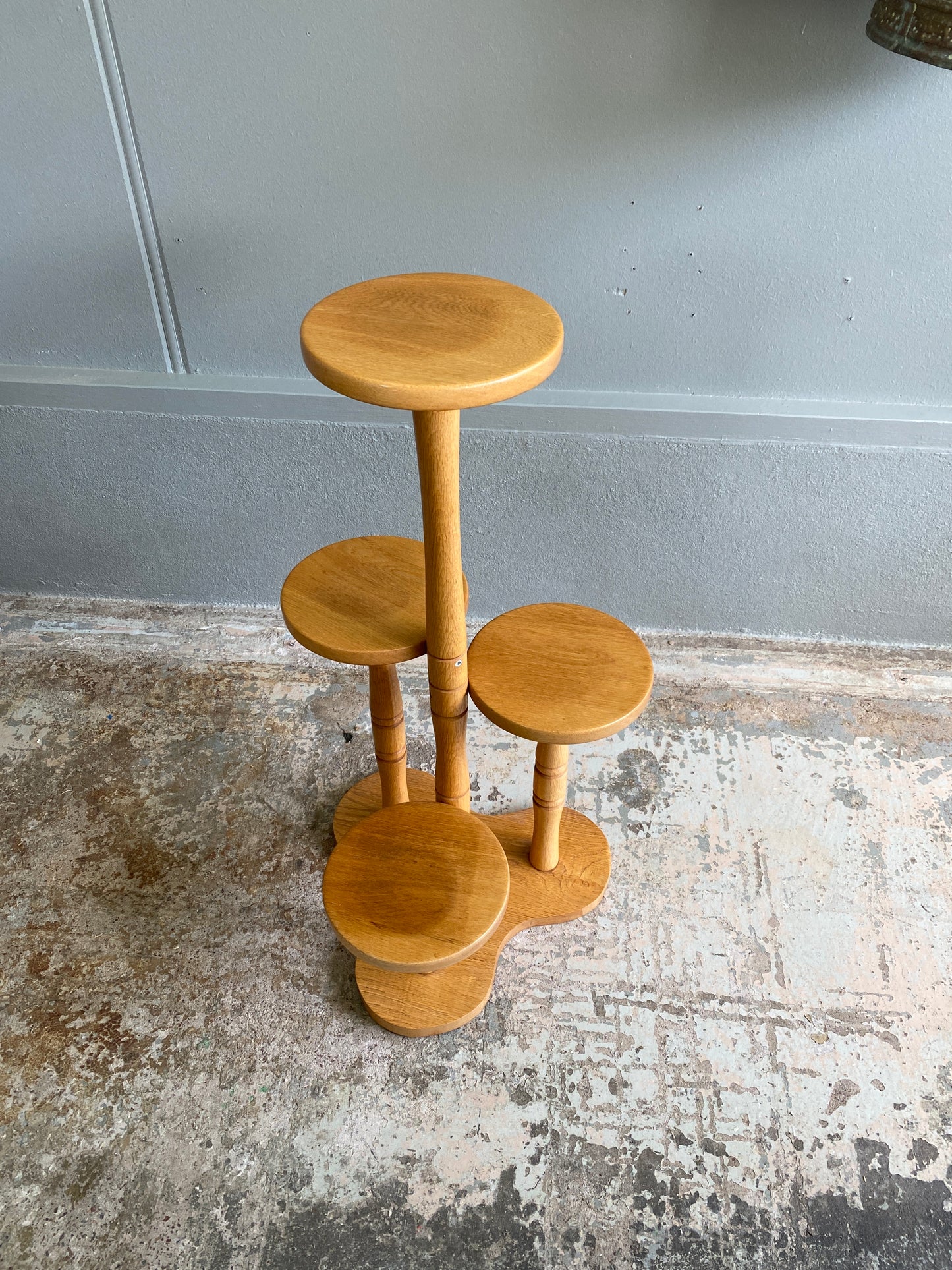 Vintage Light Oak 4 Tier Plant Stand