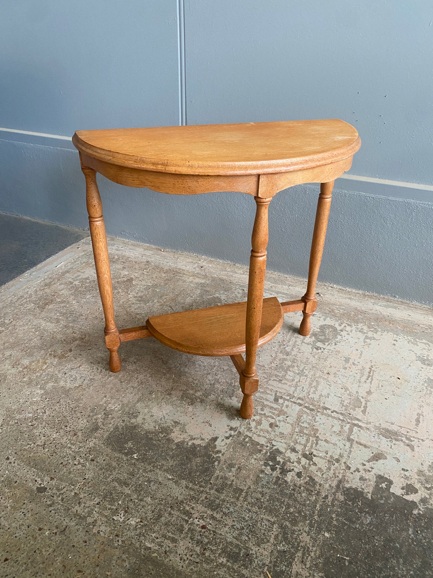 Vintage Light Solid Oak Demi Hall Table