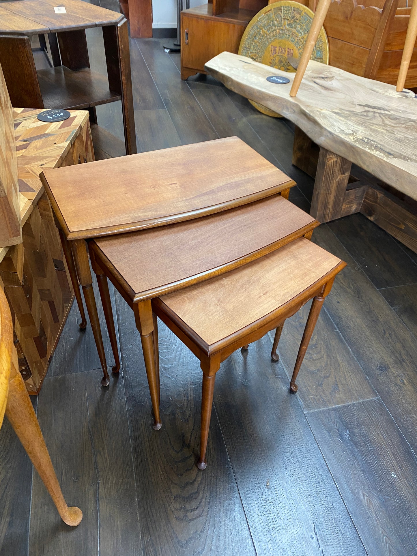 Vintage Mahogany Nest of Tables Cabriole Legs