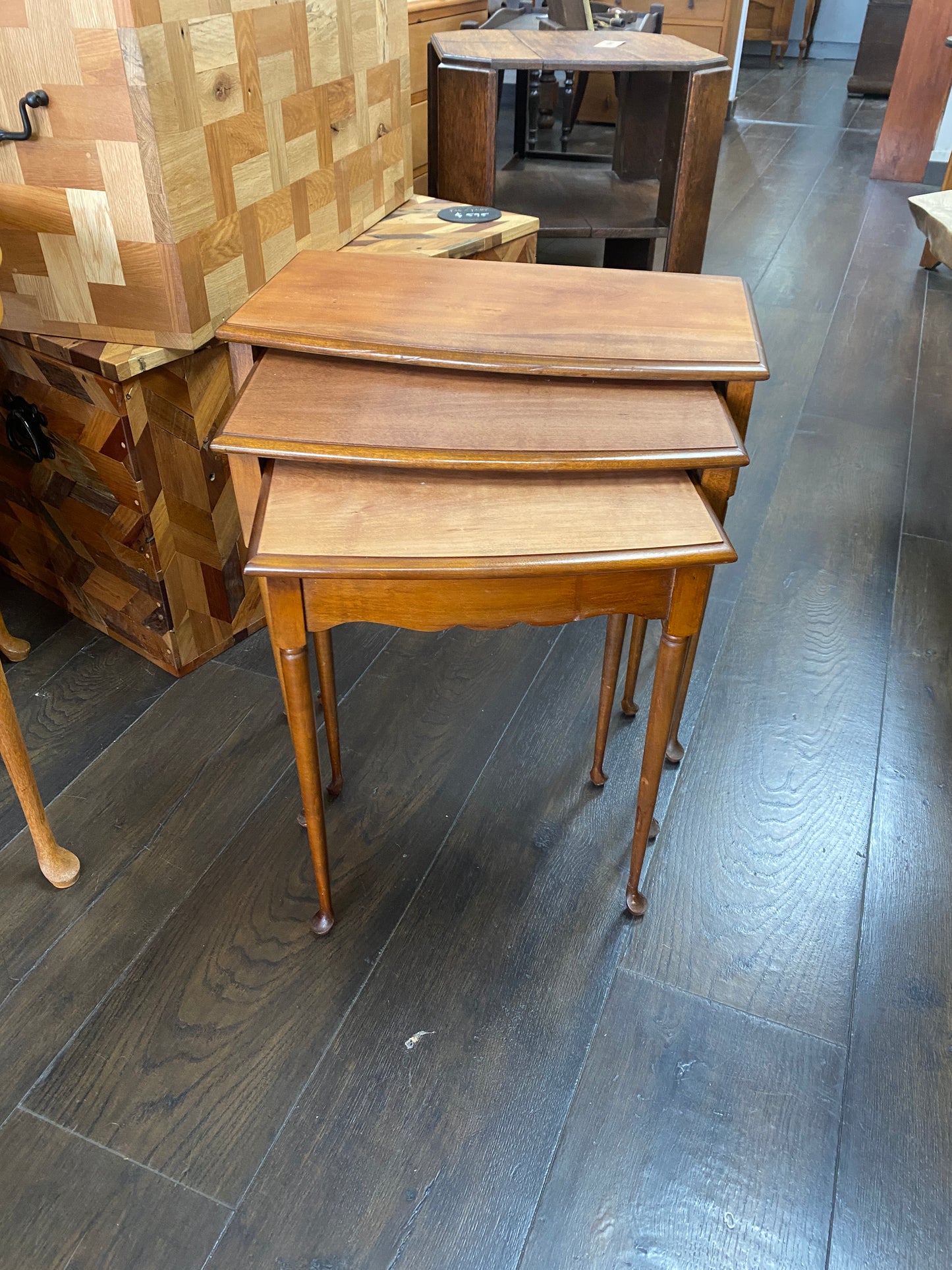 Vintage Mahogany Nest of Tables Cabriole Legs
