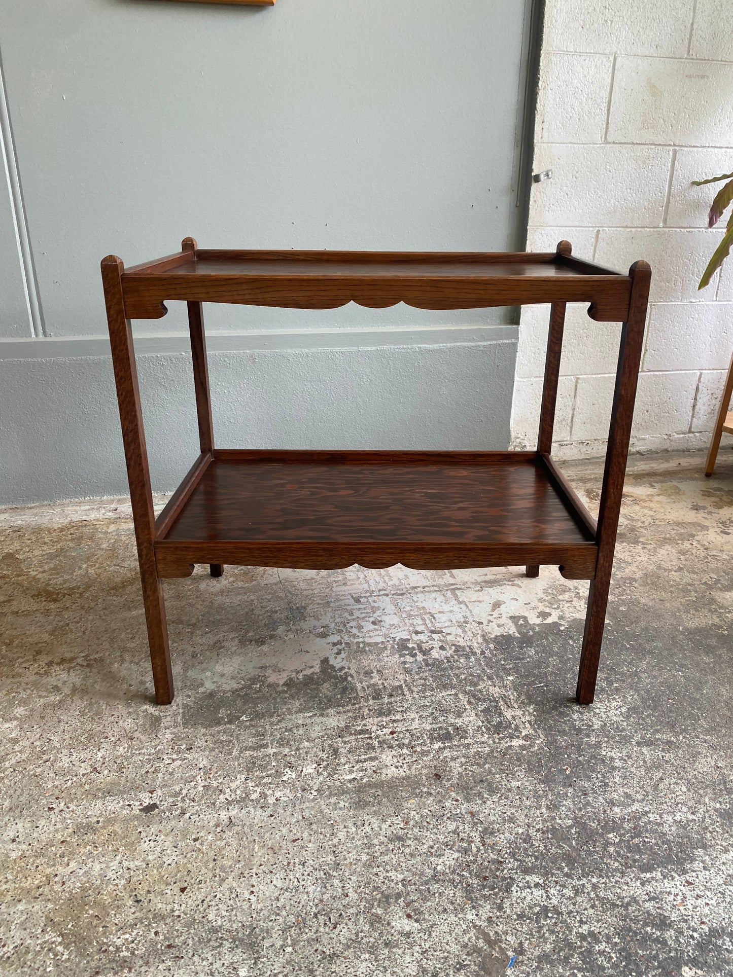 Vintage Oak & Oregon Two-tier Tea Cart