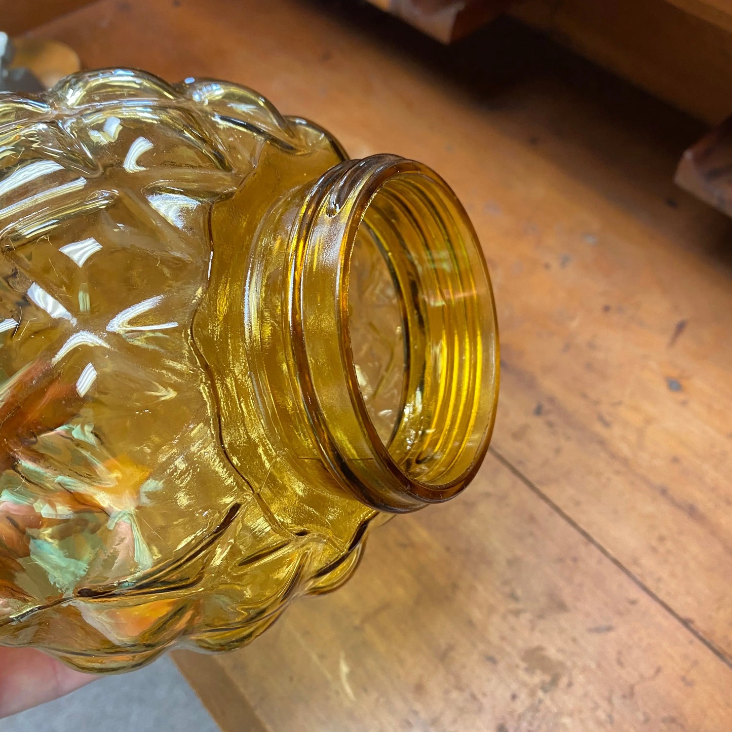 Vintage Pineapple Amber Glass Light Shade