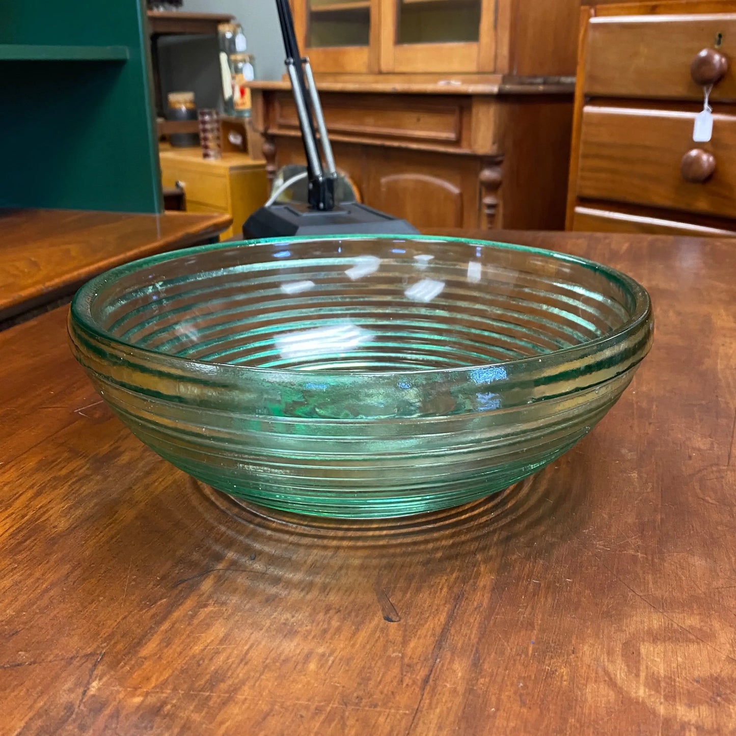 Vintage Ribbed Glass Bowl (Large)