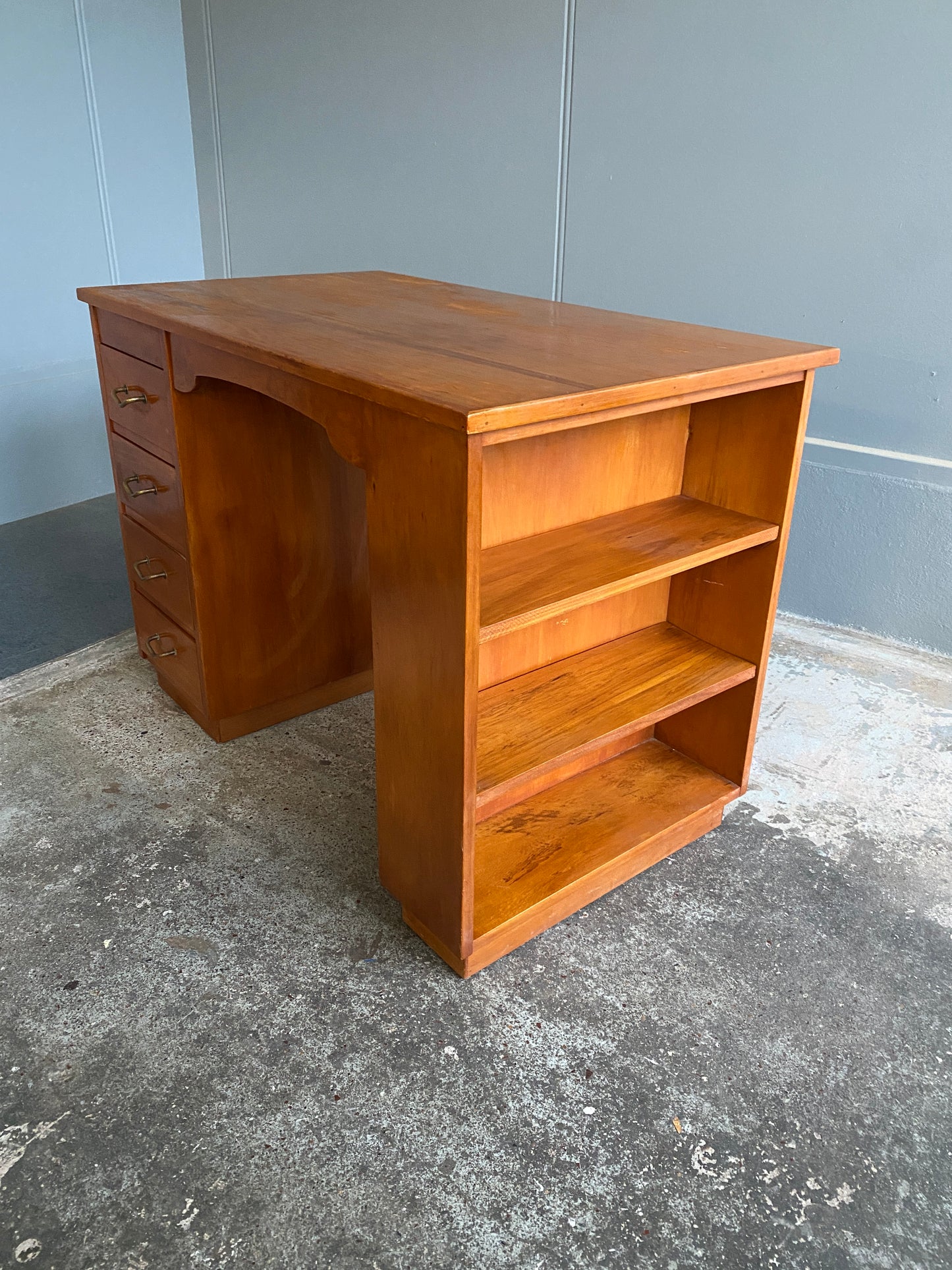 Vintage Rimu Desk/Bookcase Combination