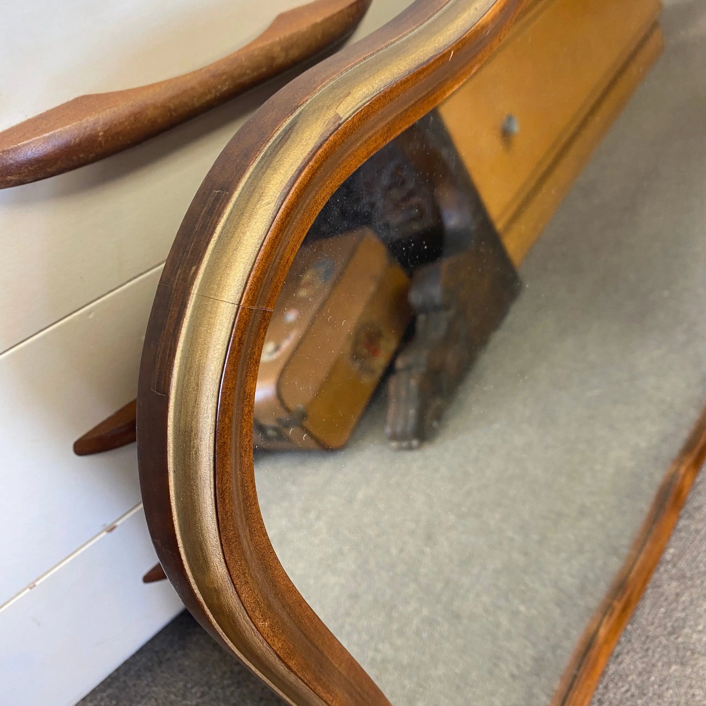 Vintage Rounded Hardwood Hall Mirror