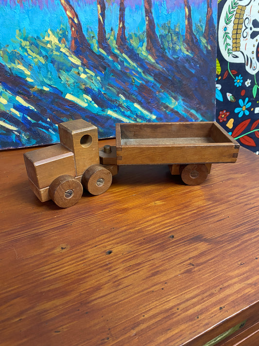 Vintage Scratch Built Wooden Tractor & Trailer