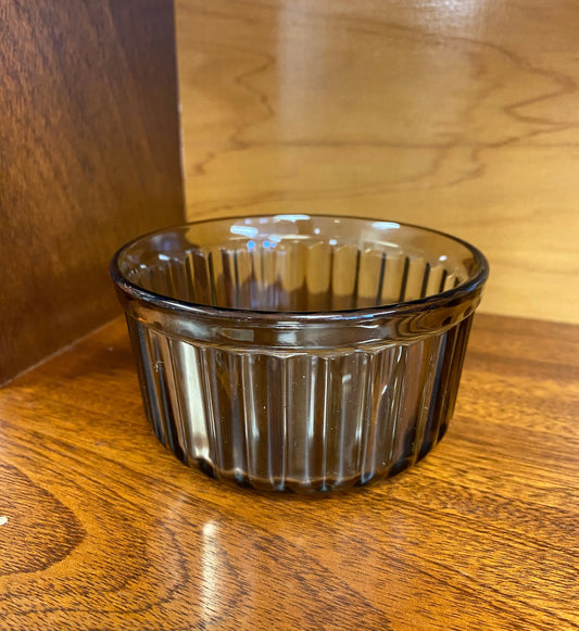 Vintage Smokey Brown Arcopal Glass Bowls - 10cm