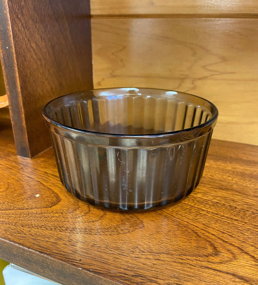 Vintage Smokey Brown Arcopal Glass Bowls - 14cm