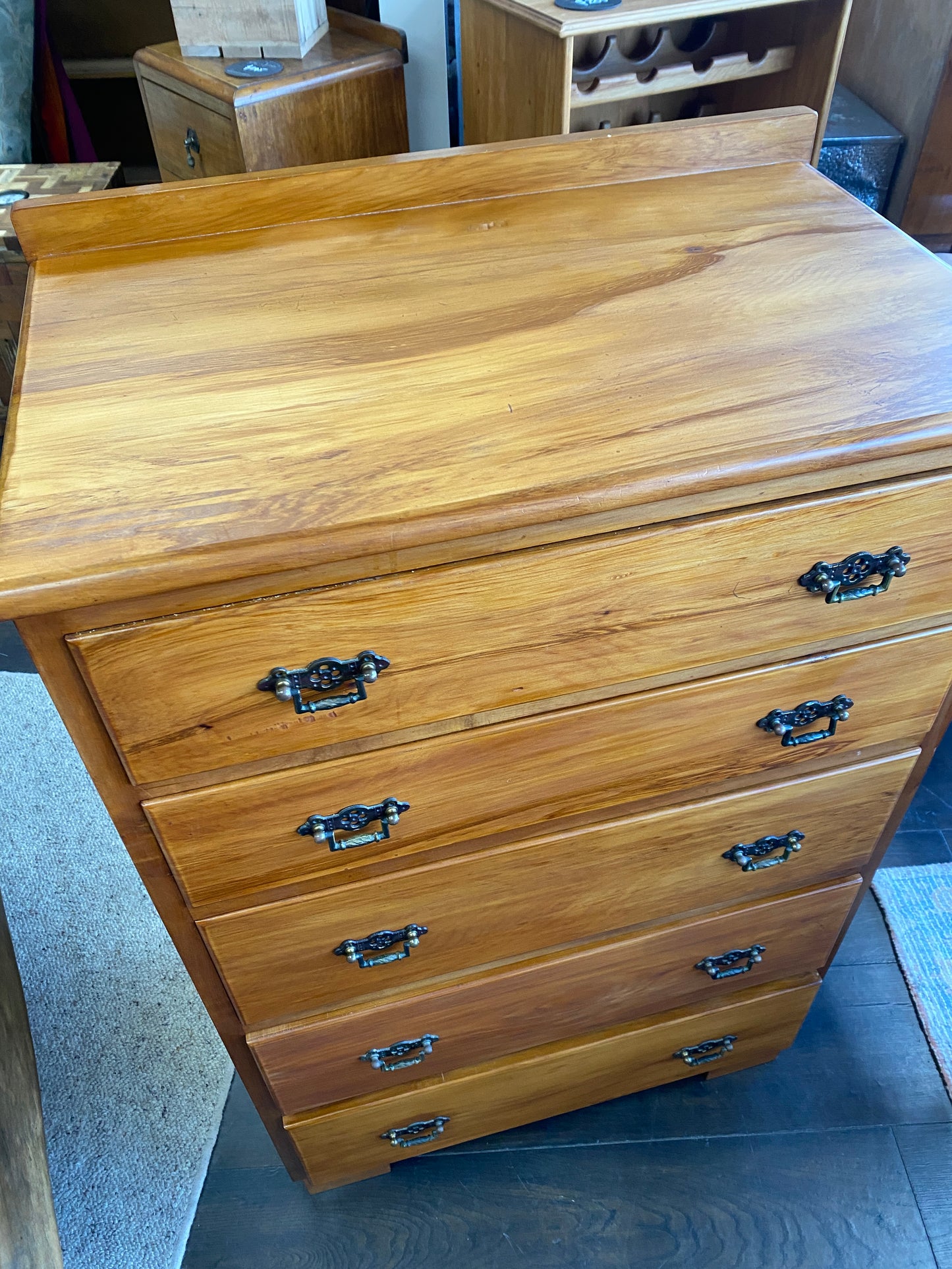 Vintage Solid Heart Rimu 5 Drawer