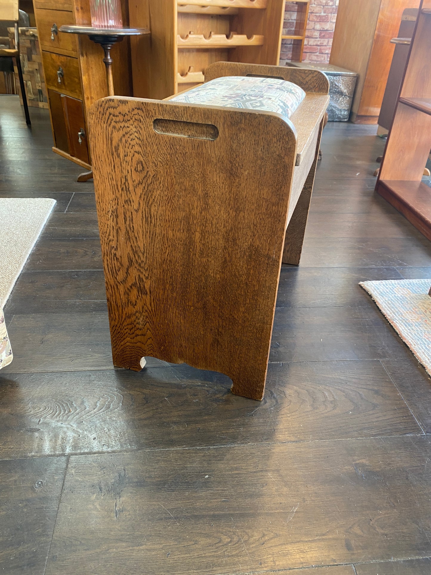 Vintage Solid Light Oak Piano Stool