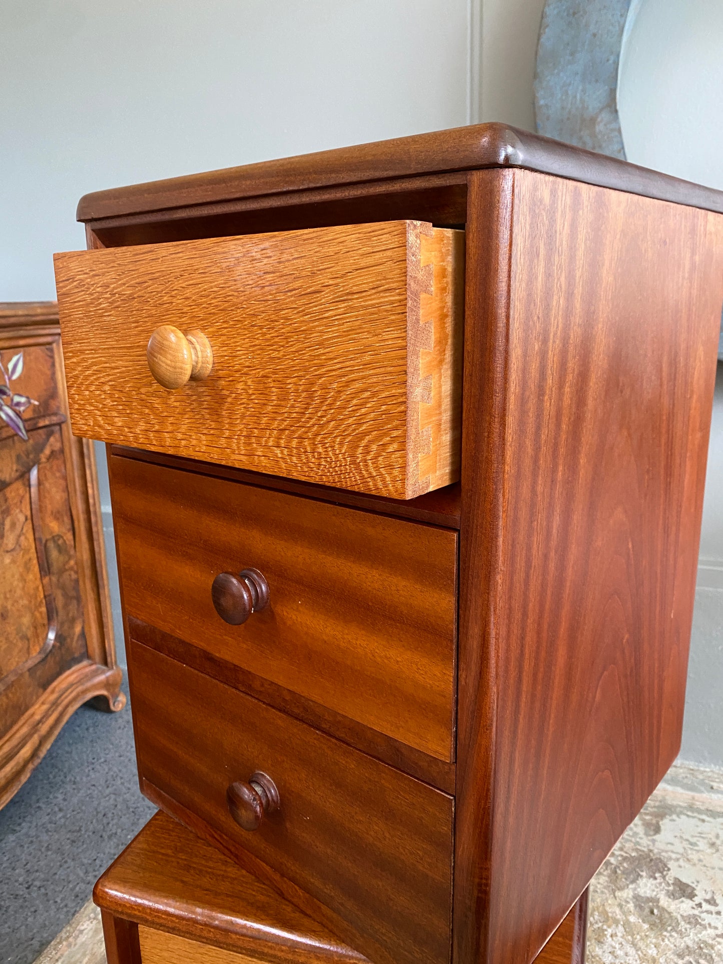 Vintage Solid Mahogany & Oak Side Tables