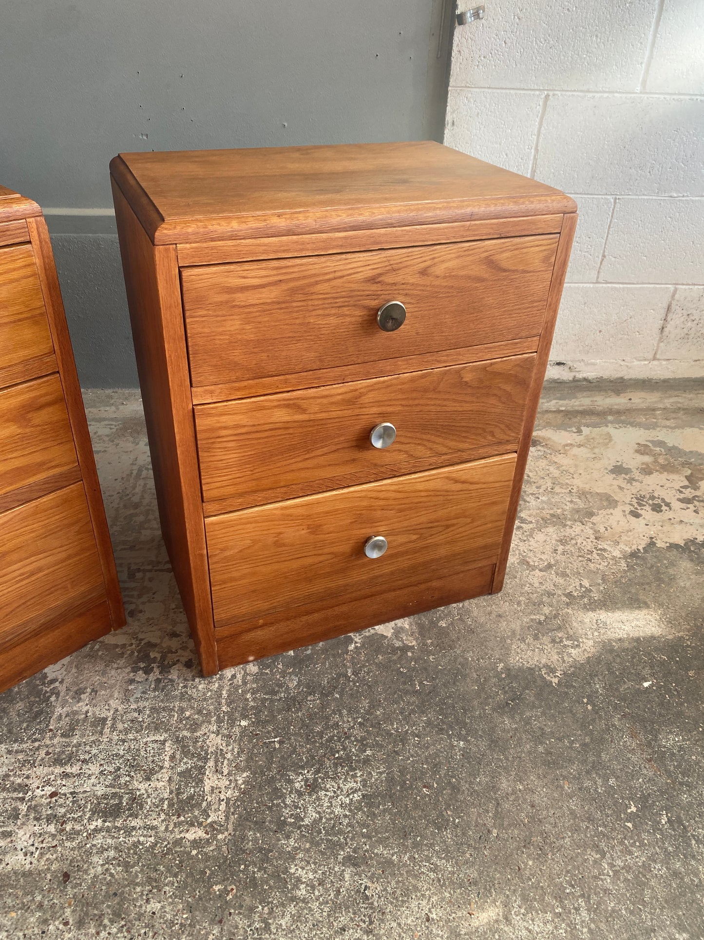 Vintage Solid Oak Bedside Drawers