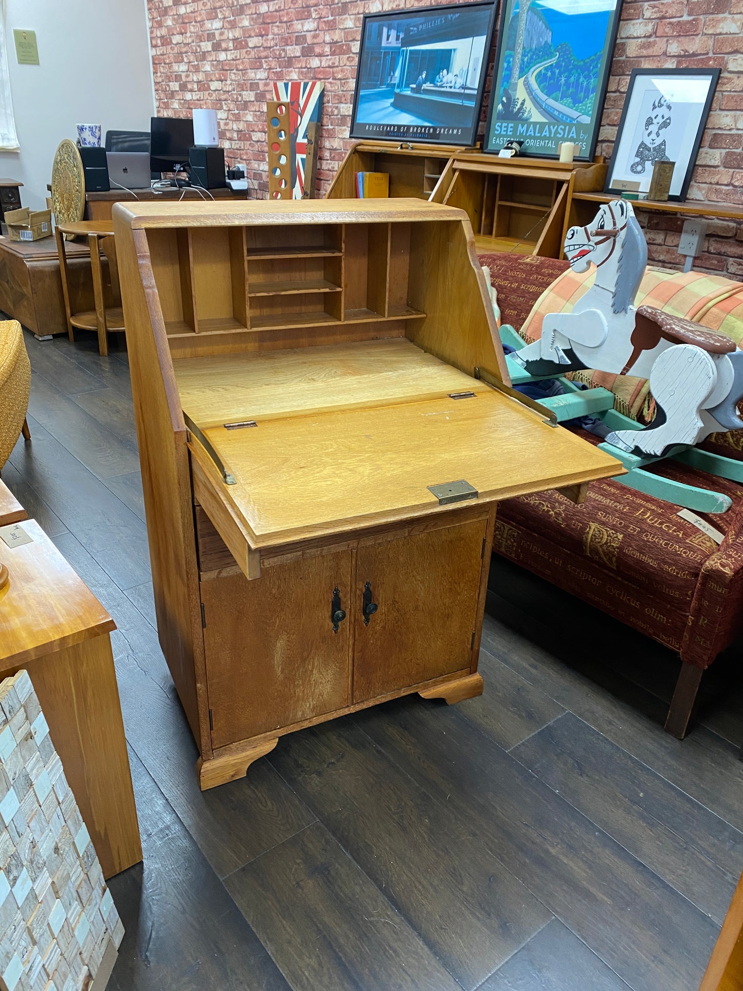 Vintage Solid Oak Bureau