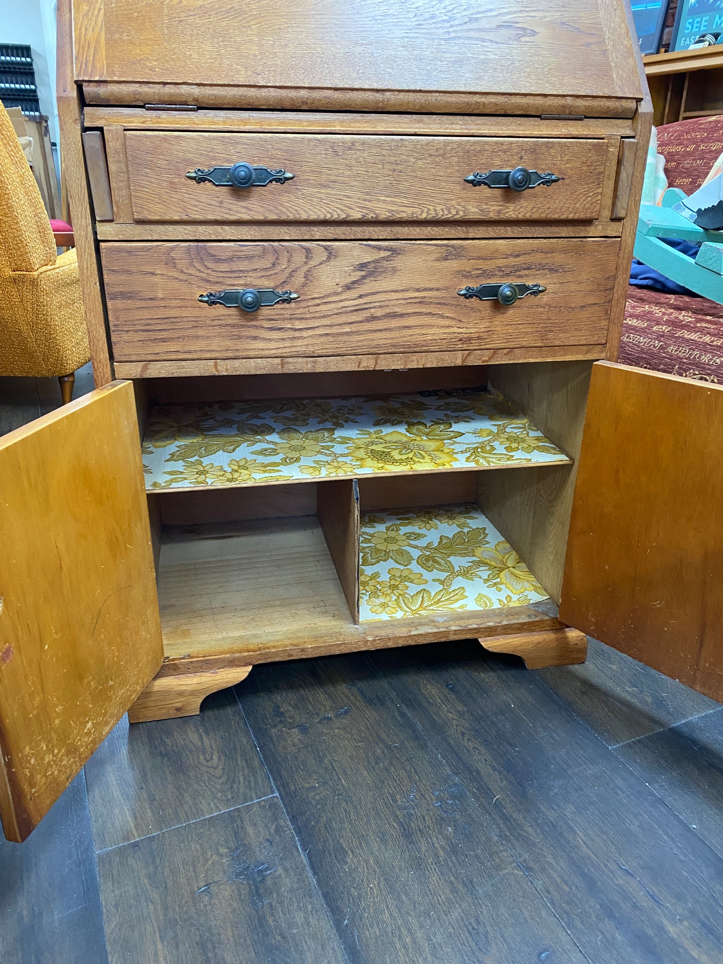 Vintage Solid Oak Bureau