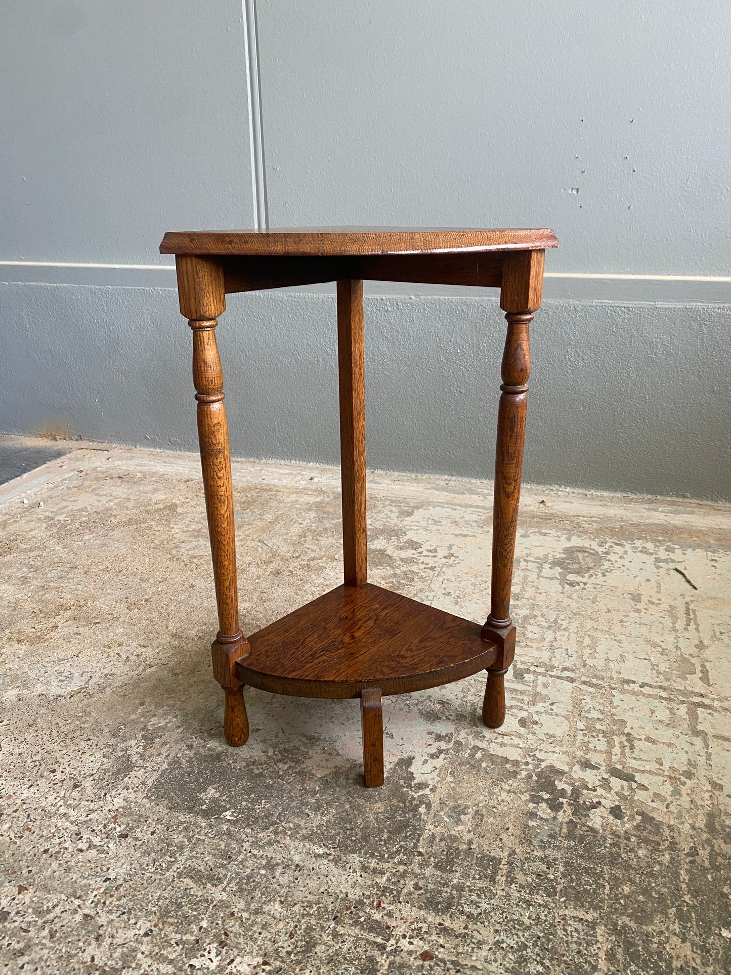 Vintage Solid Oak Quarter Plant Stand