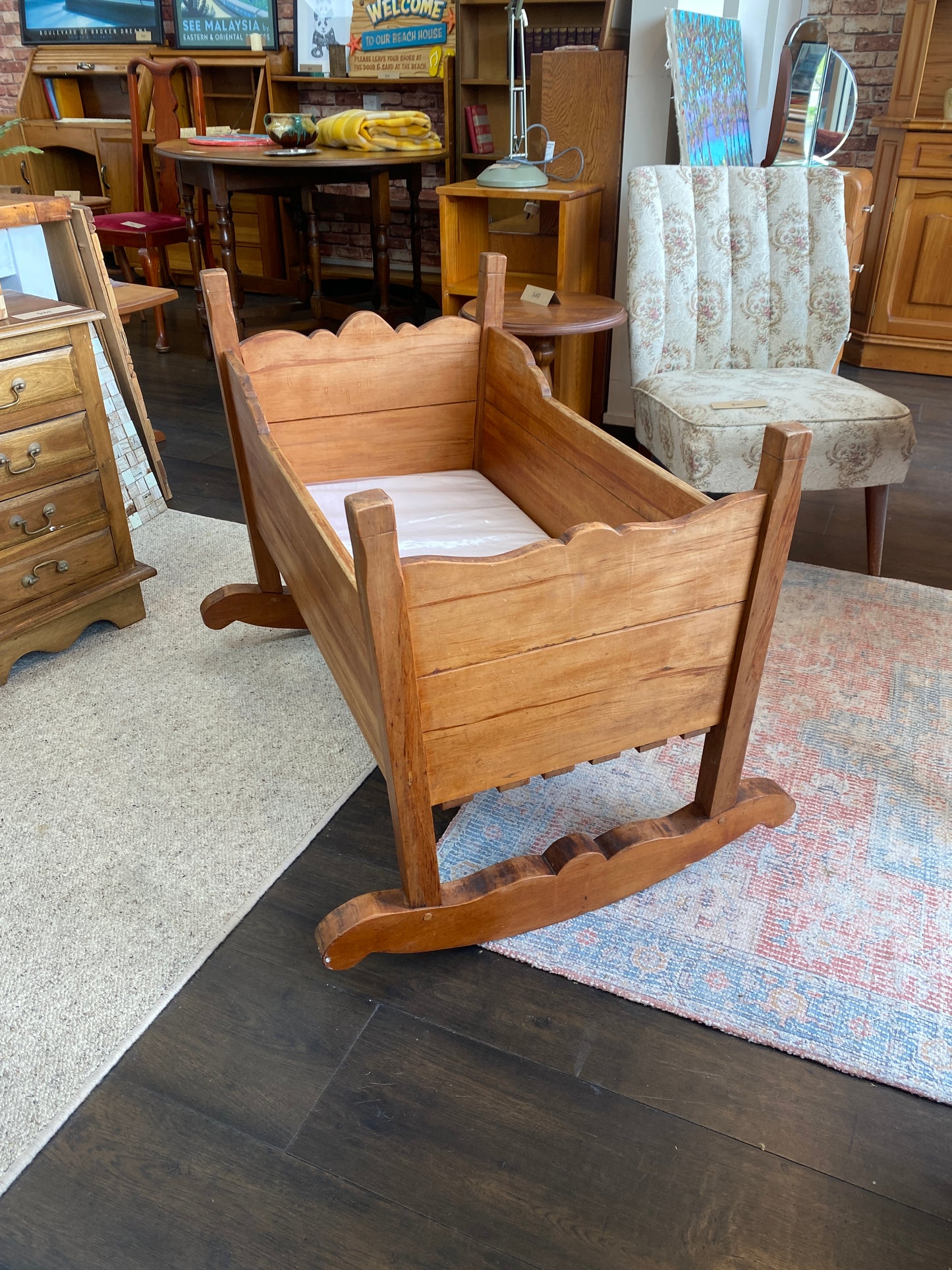 Vintage Solid Wood Baby Rocker