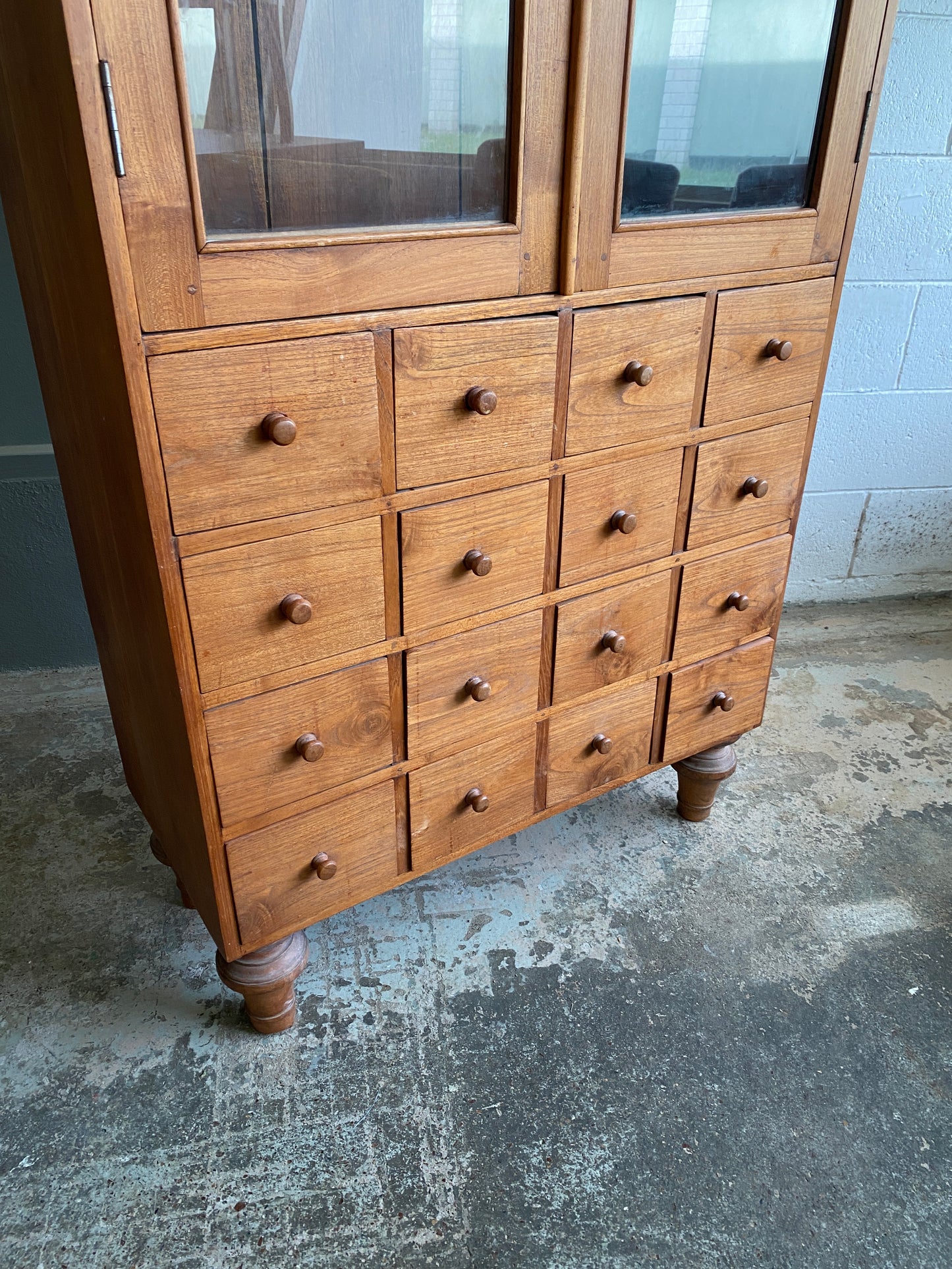 Vintage Teak Apothecary Style Cabinet 16 Drawer