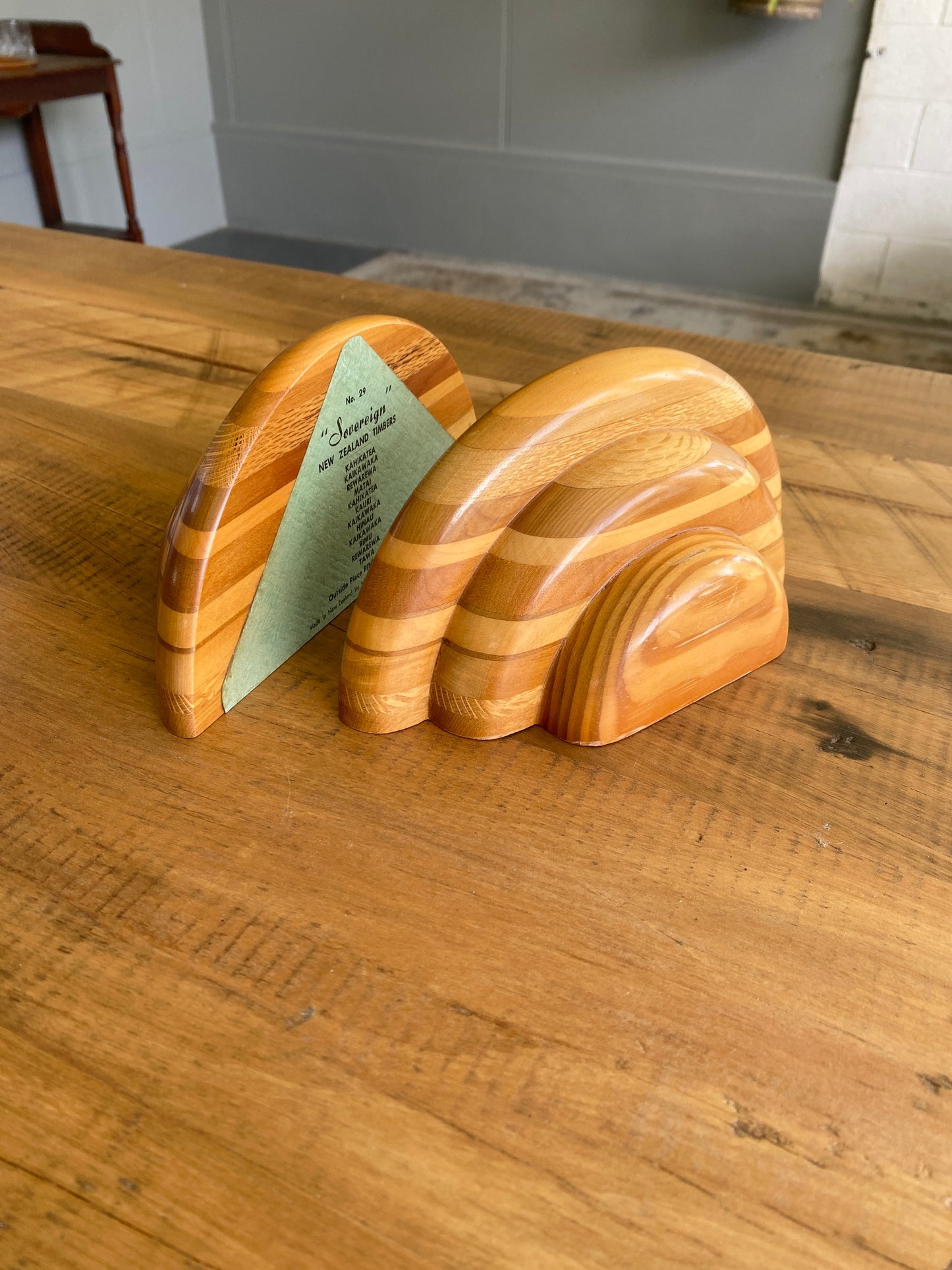 Vintage "Art Deco' Style Sovereign NZ Timbers Bookends