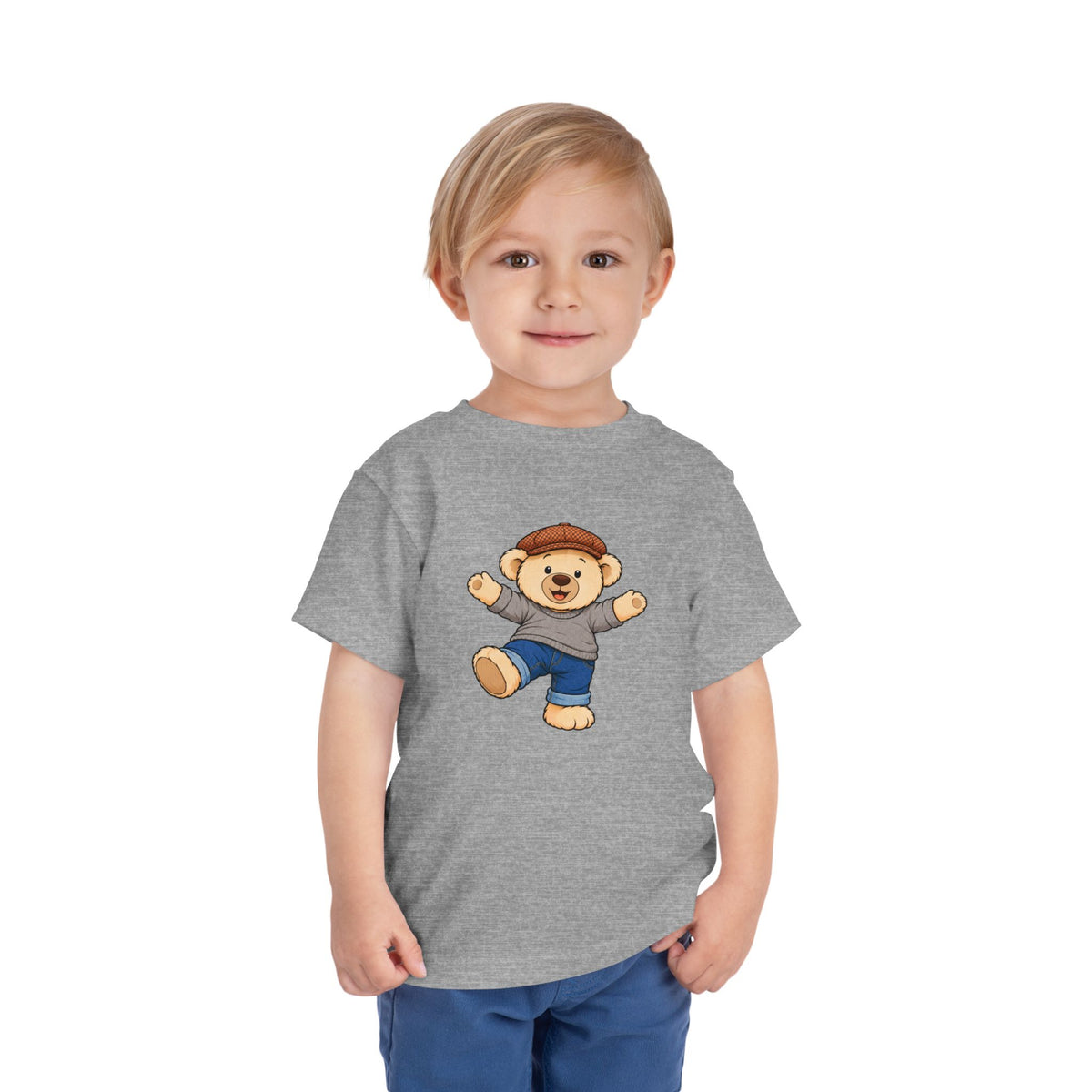 Big Hug Pickles toddler tee in Athletic Heather, worn by a toddler