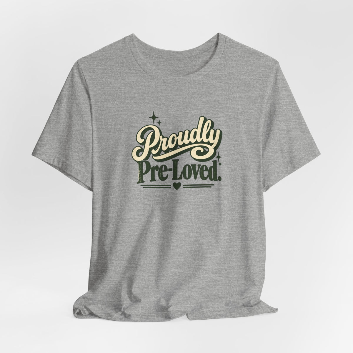 Proudly Pre-Loved tee, Athletic Heather grey, lifestyle