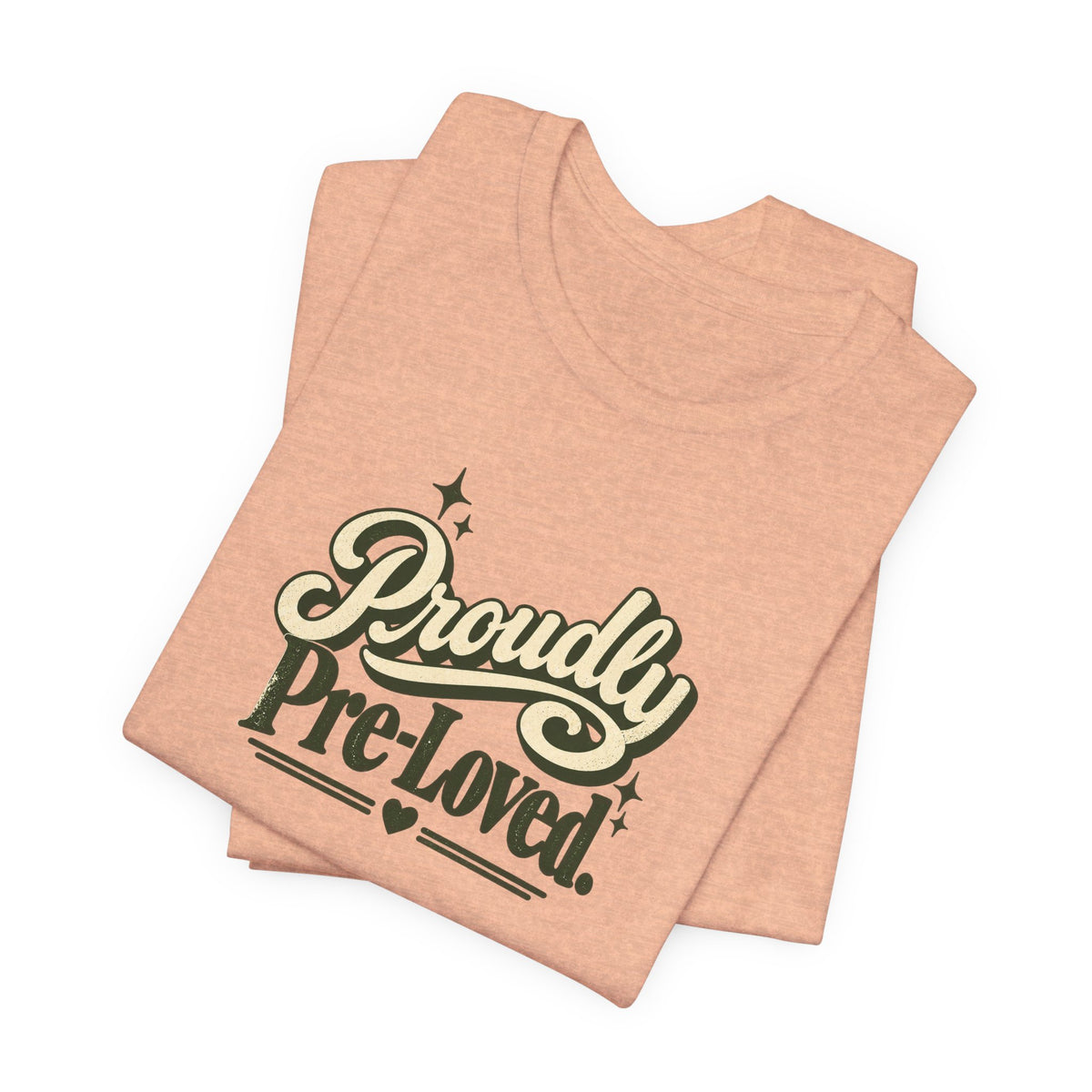 Proudly Pre-Loved tee, Heather Peach, folded