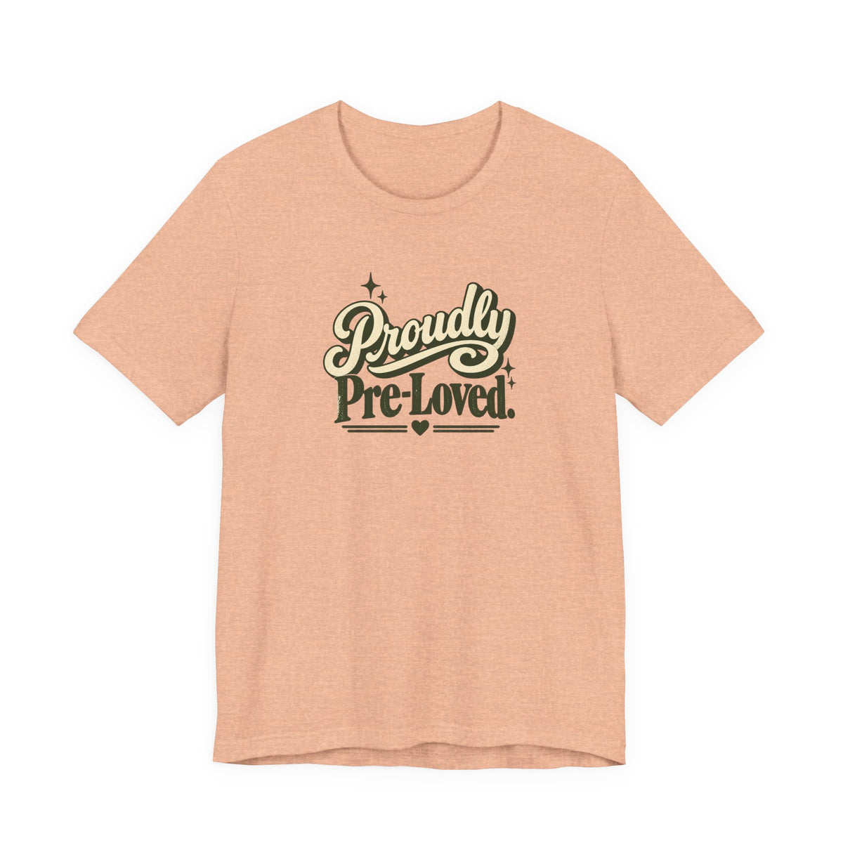 Proudly Pre-Loved tee in Heather Peach, front