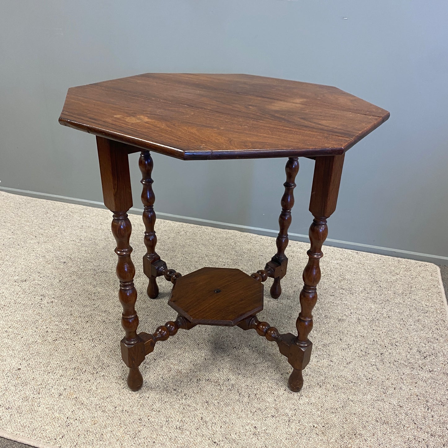 1920 Rosewood Drop Leaf Octagonal Side Table