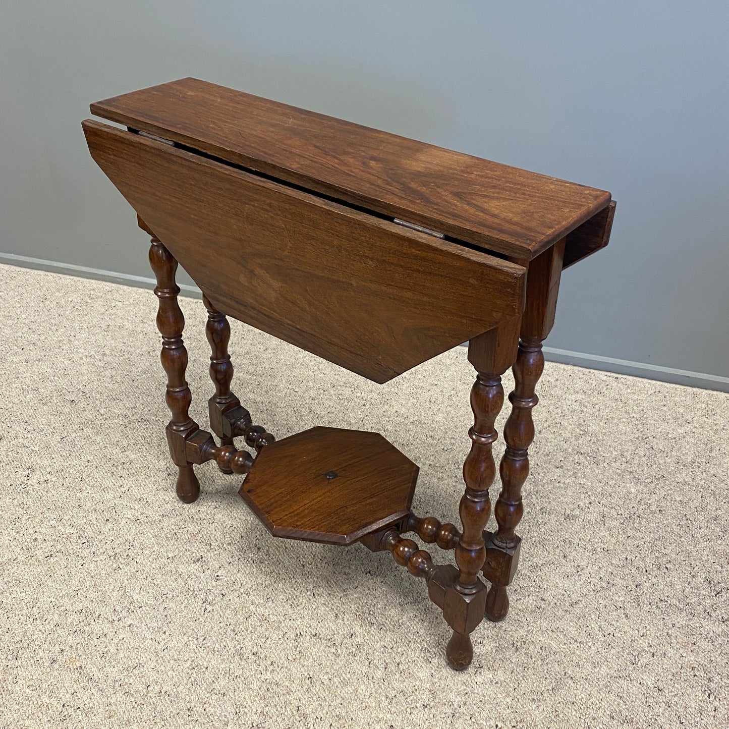 1920 Rosewood Drop Leaf Octagonal Side Table