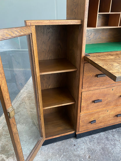 1920s Art Deco Solid Oak Bureau & Bookcase