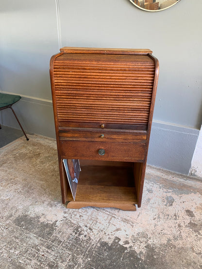 1920s Oak Drinks Cabinet with Tambour