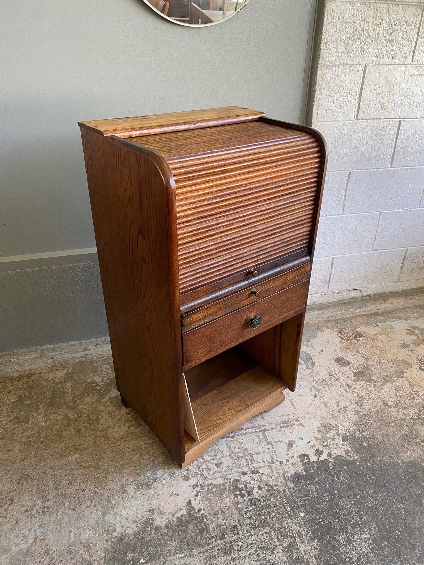 1920s Oak Drinks Cabinet with Tambour