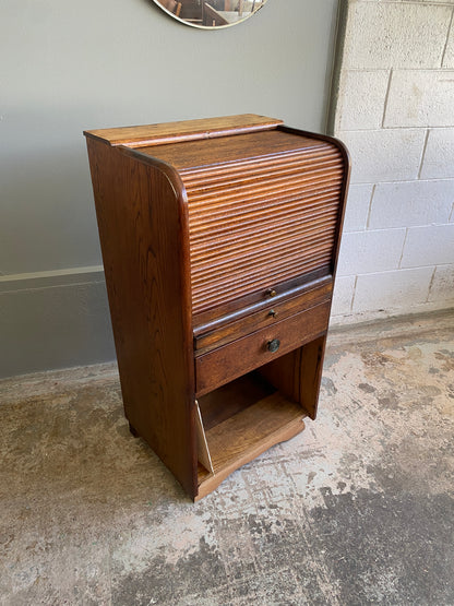 1920s Oak Drinks Cabinet with Tambour