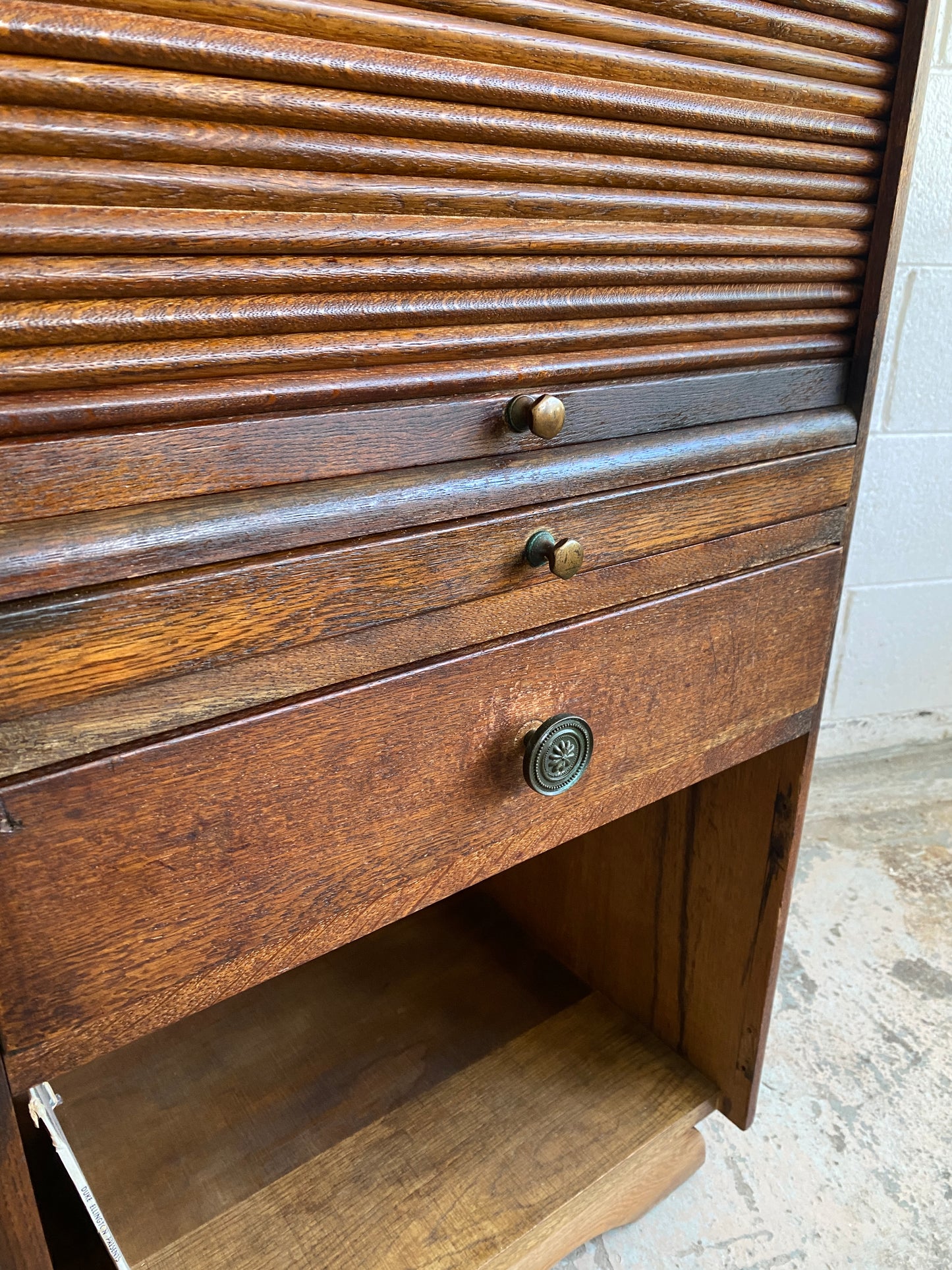 1920s Oak Drinks Cabinet with Tambour