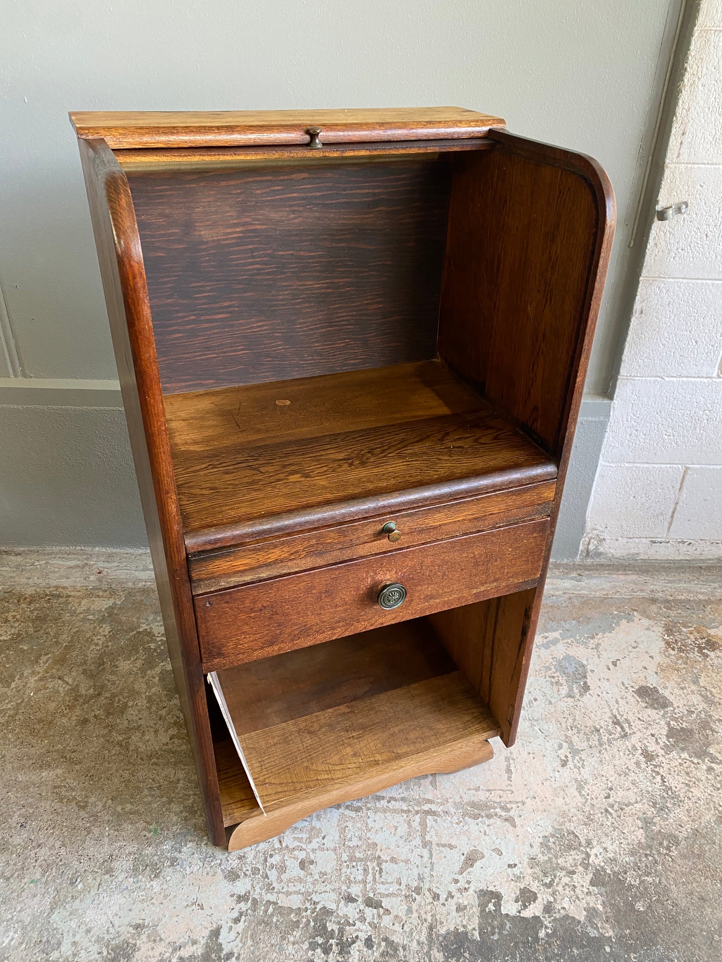 1920s Oak Drinks Cabinet with Tambour
