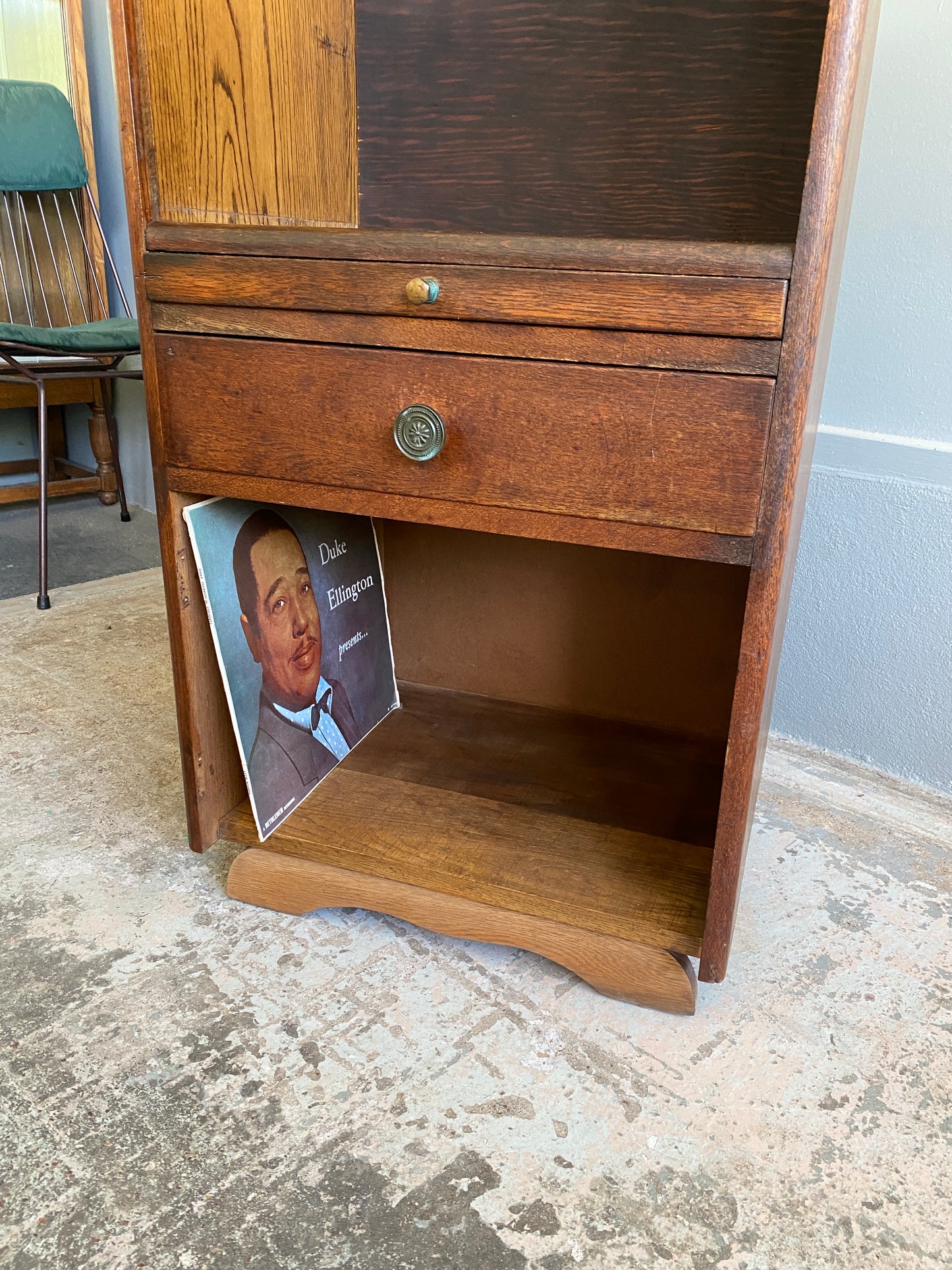 1920s Oak Drinks Cabinet with Tambour