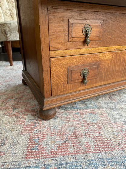 1930s English Oak 3 Drawer Bureau