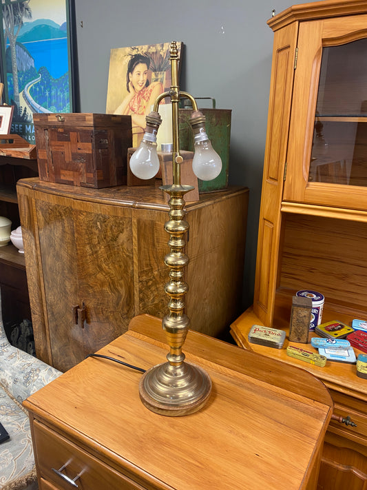 1950s Art Deco Brass Candlestick Table Lamp