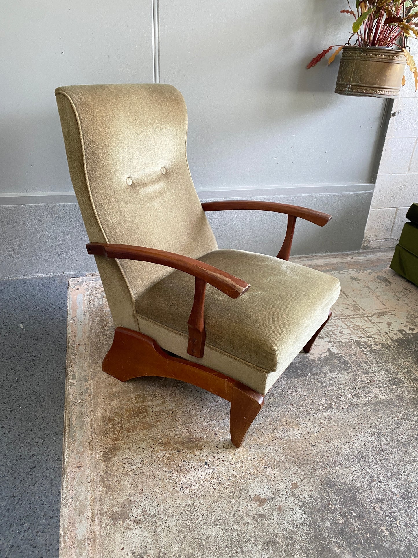 1950s European Olive Valour Arm Chair
