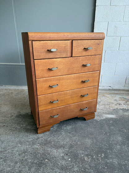 1950s Solid Tiger Oak Tallboy