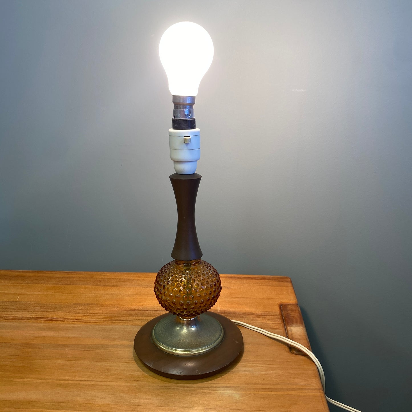 1960s Amber Glass Table Lamp