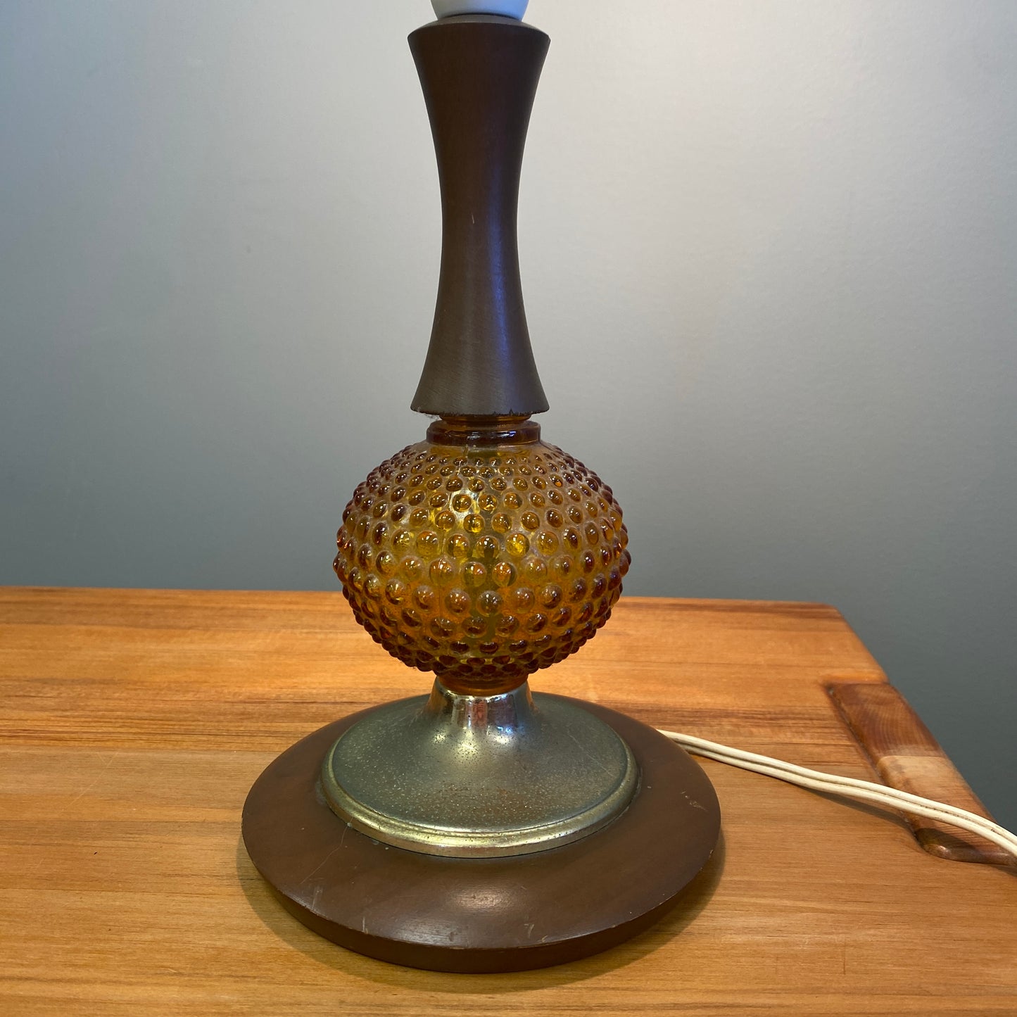 1960s Amber Glass Table Lamp