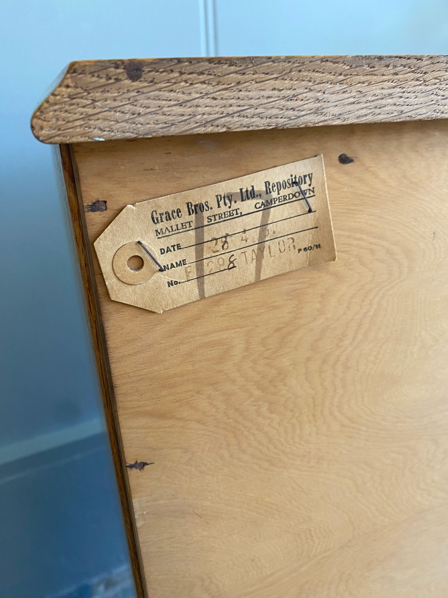 1960s Grace Bros Light Oak Tallboy