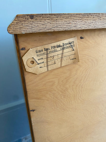 1960s Grace Bros Light Oak Tallboy