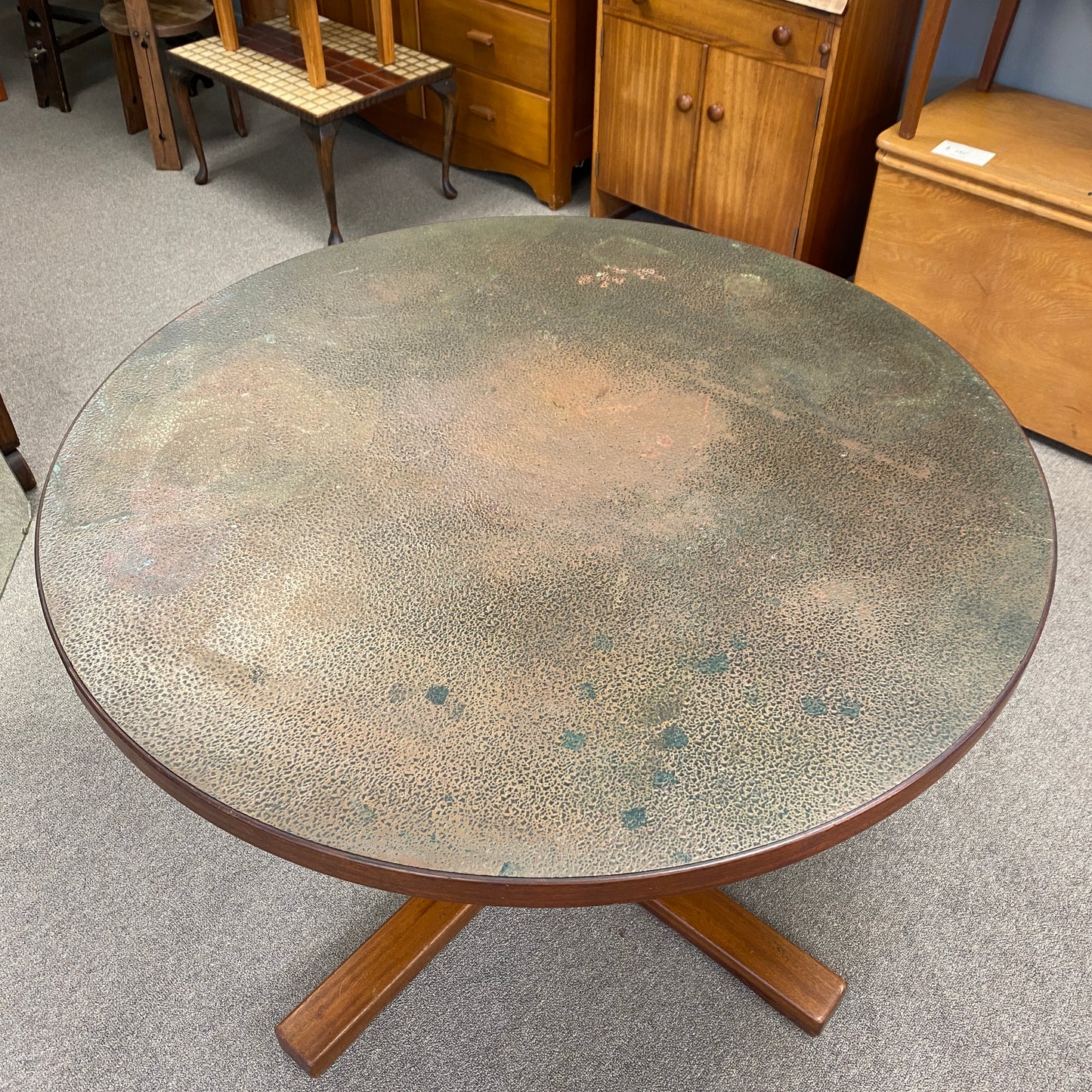 1960s Mahogany & Copper Dining Table