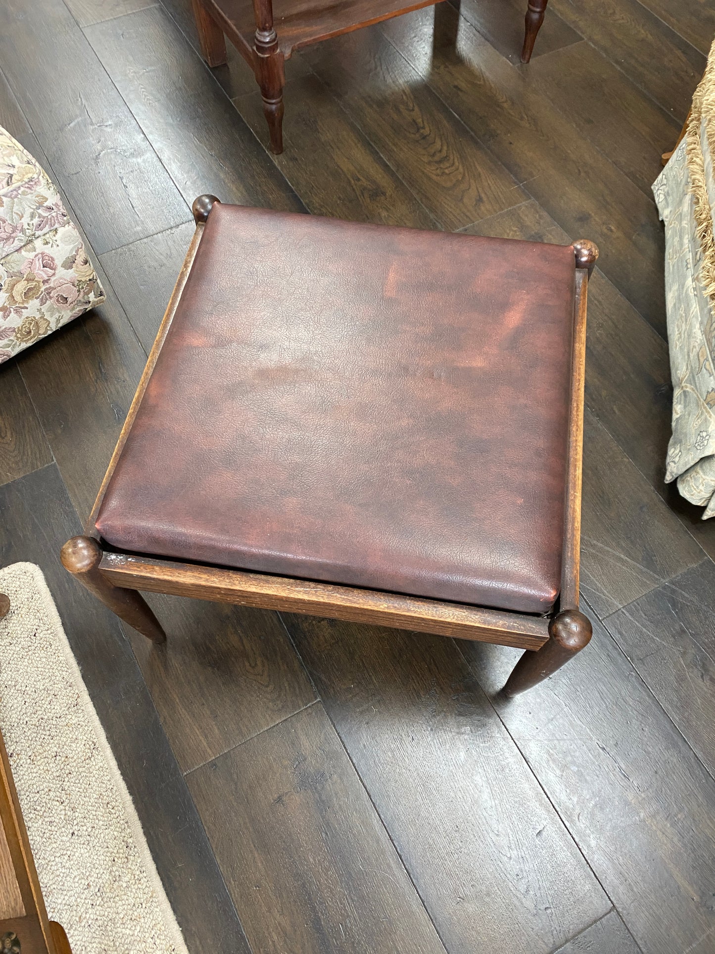1960s Parker Nordic Teak Stool (Vinyl cushion)