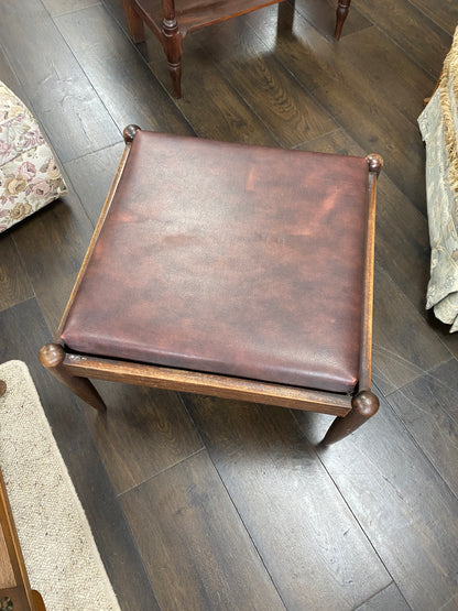1960s Parker Nordic Teak Stool (Vinyl cushion)