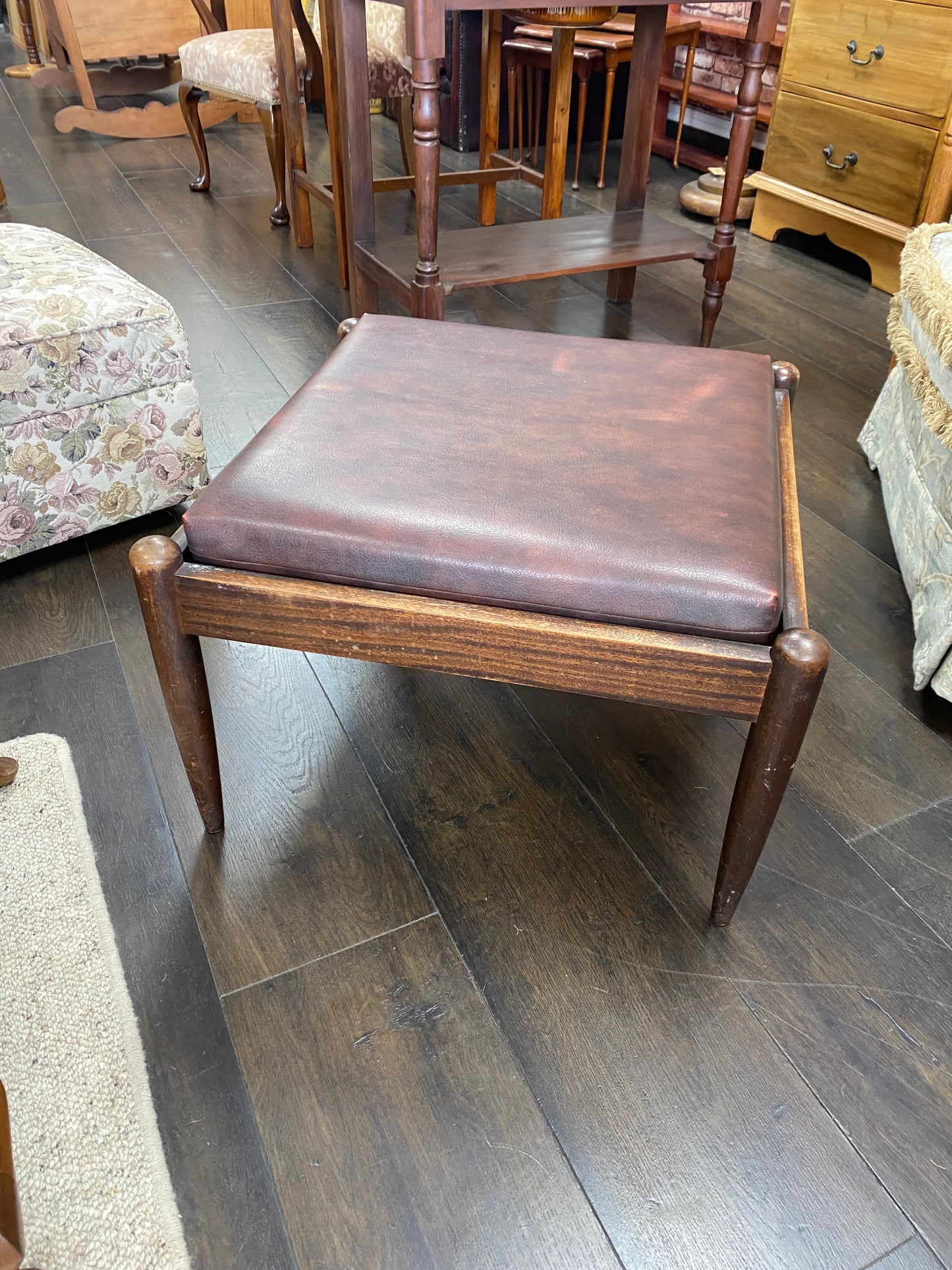 1960s Parker Nordic Teak Stool (Vinyl cushion)